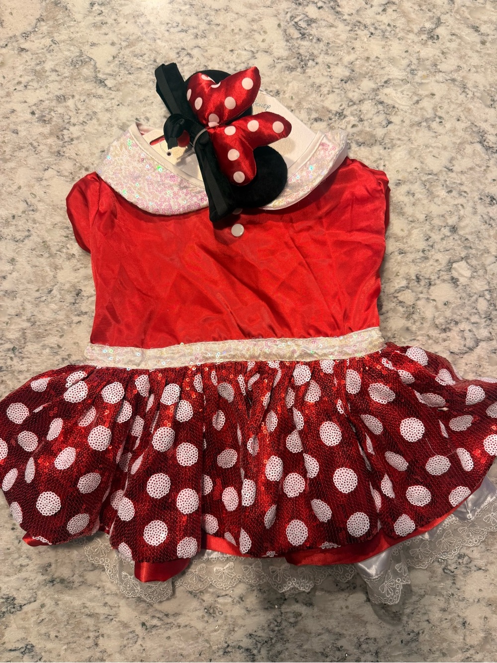 Disney Red and White Polka Dot Minnie Dog Costume with Ear Headband